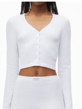 Alexander Wang Button-Front Ribbed Top White - L/XL
